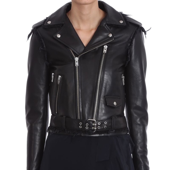 NWT IRO LENN LEATHER JACKET w/ FRINGE IN BLACK sz 36 2 4 - Picture 1 of 4